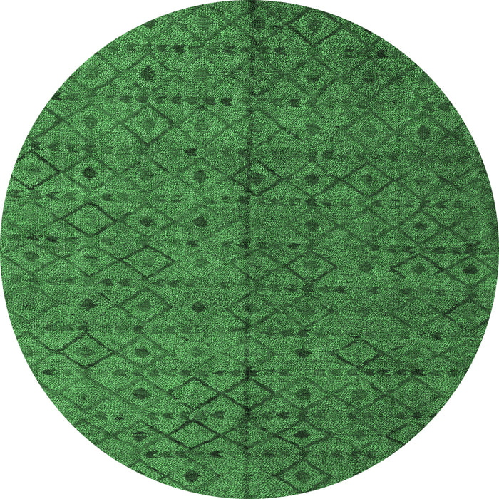 Round Abstract Emerald Green Modern Rug, abs4367emgrn