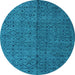 Round Abstract Light Blue Modern Rug, abs4367lblu