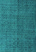 Machine Washable Abstract Turquoise Modern Area Rugs, wshabs4367turq