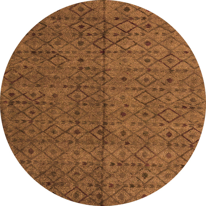 Round Machine Washable Abstract Orange Modern Area Rugs, wshabs4367org