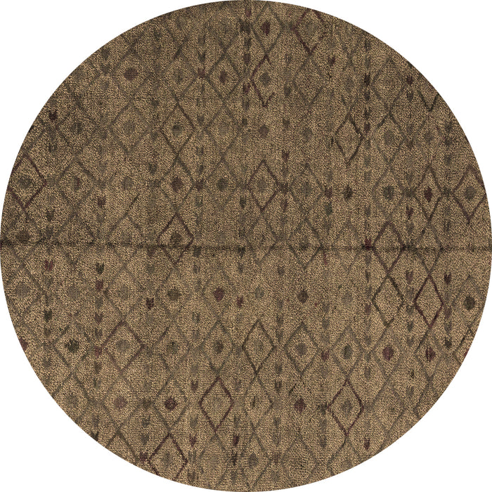 Round Abstract Brown Modern Rug, abs4367brn