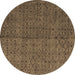 Round Abstract Brown Modern Rug, abs4367brn