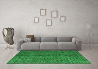 Machine Washable Abstract Green Modern Rug, wshabs4367grn