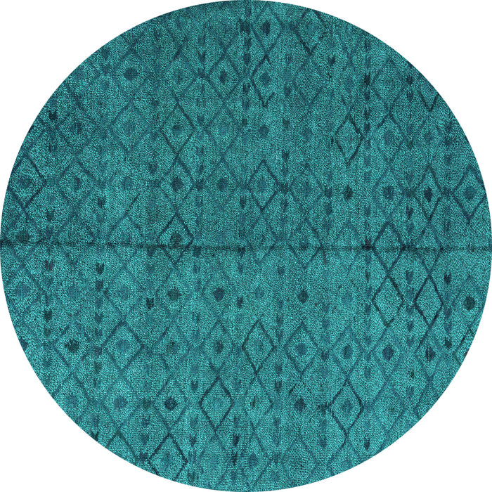 Round Abstract Turquoise Modern Rug, abs4367turq