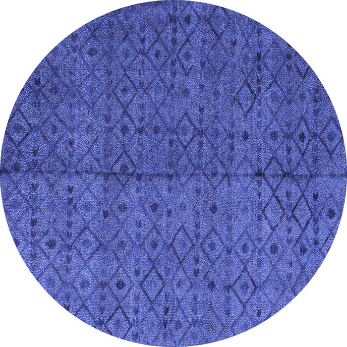 Round Abstract Blue Modern Rug, abs4367blu