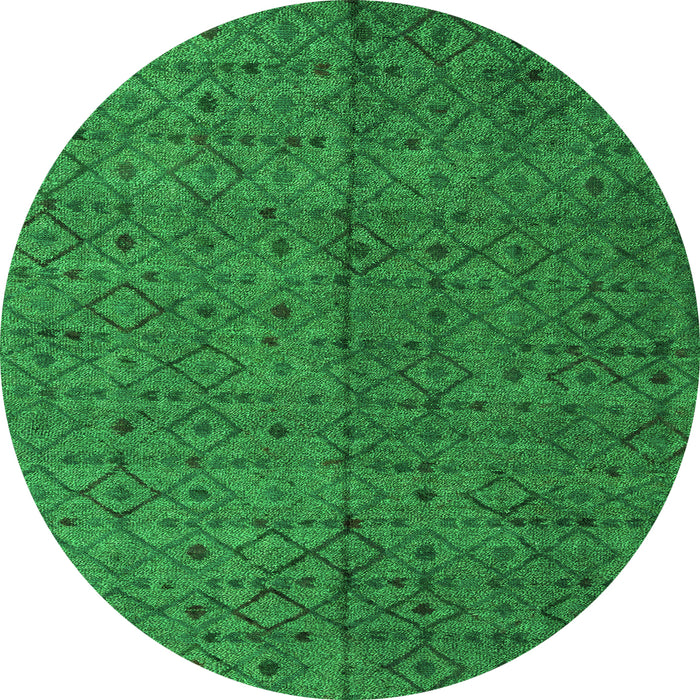 Round Machine Washable Abstract Green Modern Area Rugs, wshabs4367grn