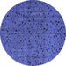 Round Machine Washable Abstract Blue Modern Rug, wshabs4368blu