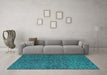 Machine Washable Abstract Turquoise Modern Area Rugs in a Living Room,, wshabs4368turq