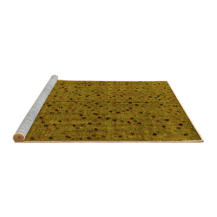 Sideview of Machine Washable Abstract Yellow Modern Rug, wshabs4368yw