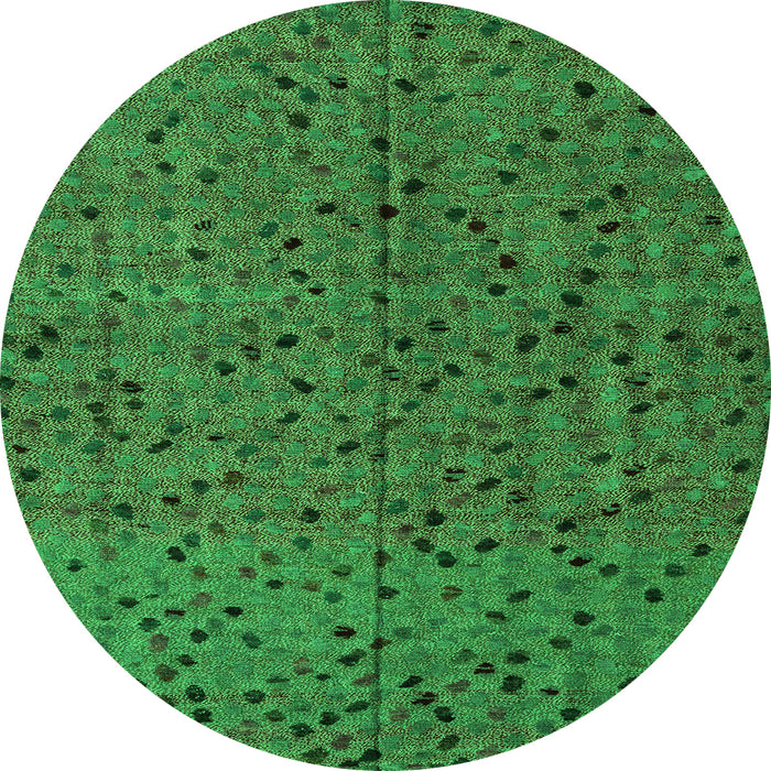 Round Machine Washable Abstract Green Modern Area Rugs, wshabs4368grn