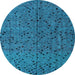 Round Machine Washable Abstract Light Blue Modern Rug, wshabs4368lblu