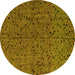 Round Machine Washable Abstract Yellow Modern Rug, wshabs4368yw