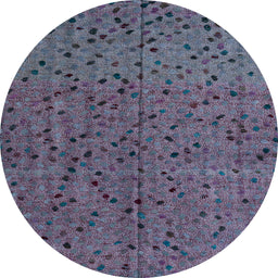 Round Machine Washable Abstract Plum Purple Rug, wshabs4368