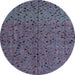 Round Machine Washable Abstract Plum Purple Rug, wshabs4368