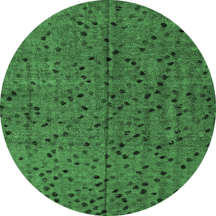 Round Abstract Emerald Green Modern Rug, abs4368emgrn