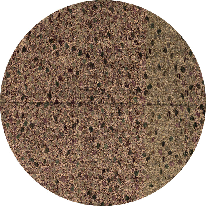 Round Machine Washable Abstract Brown Modern Rug, wshabs4368brn