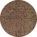 Round Machine Washable Abstract Brown Modern Rug, wshabs4368brn