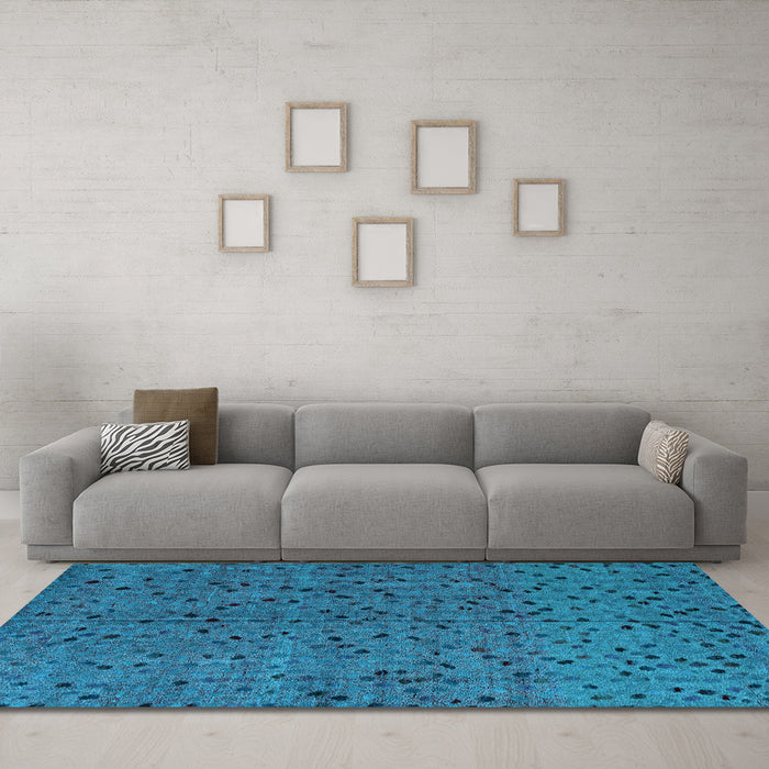 Machine Washable Abstract Light Blue Modern Rug in a Living Room, wshabs4368lblu