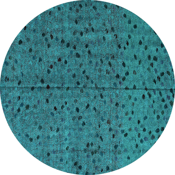 Round Abstract Turquoise Modern Rug, abs4368turq