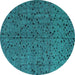 Round Abstract Turquoise Modern Rug, abs4368turq