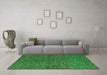 Machine Washable Abstract Green Modern Area Rugs in a Living Room,, wshabs4368grn