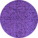 Round Machine Washable Abstract Purple Modern Area Rugs, wshabs4368pur