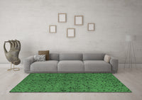 Machine Washable Abstract Emerald Green Modern Rug, wshabs4368emgrn