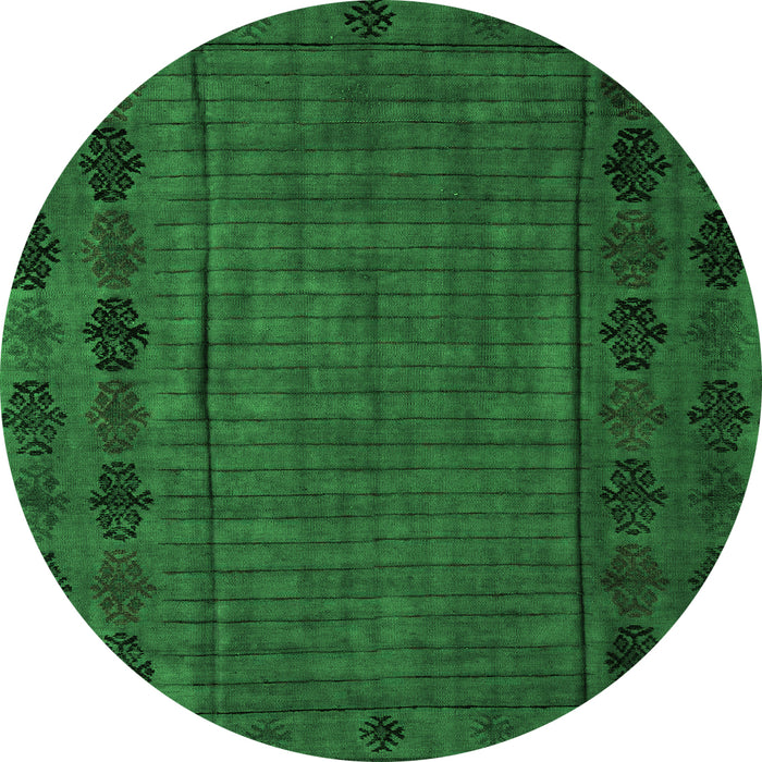 Round Abstract Green Modern Rug, abs4369grn