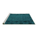 Sideview of Machine Washable Abstract Turquoise Modern Area Rugs, wshabs4369turq