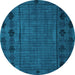 Round Machine Washable Abstract Light Blue Modern Rug, wshabs4369lblu