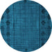 Round Abstract Light Blue Modern Rug, abs4369lblu