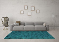 Machine Washable Abstract Turquoise Modern Rug, wshabs4369turq