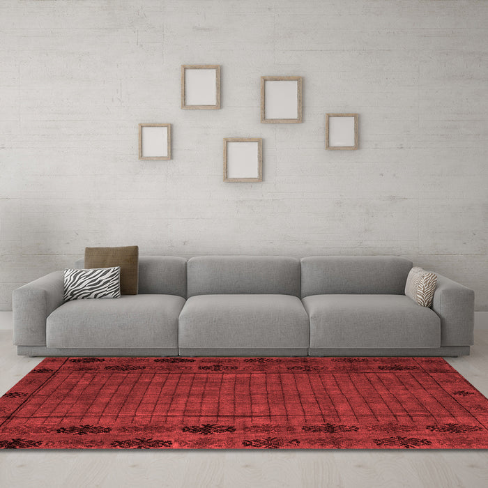 Modern Red Washable Rugs