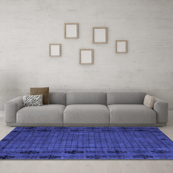 Machine Washable Abstract Blue Modern Rug in a Living Room, wshabs4369blu