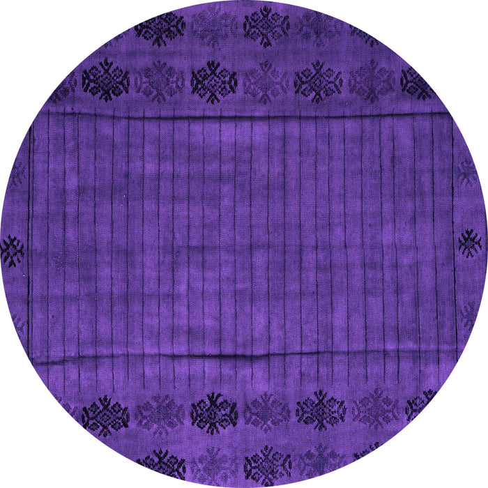 Round Machine Washable Abstract Purple Modern Area Rugs, wshabs4369pur