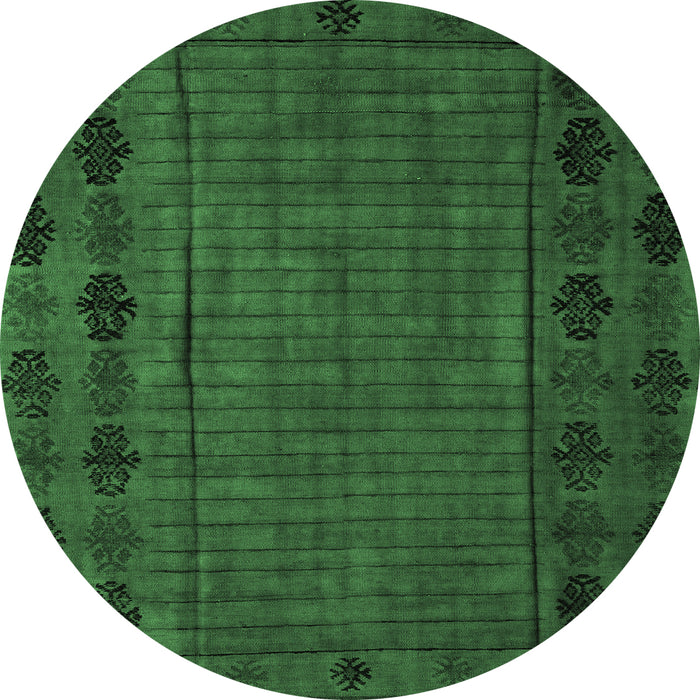 Round Abstract Emerald Green Modern Rug, abs4369emgrn