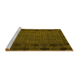 Sideview of Machine Washable Abstract Yellow Modern Rug, wshabs4369yw