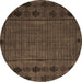 Round Machine Washable Abstract Brown Modern Rug, wshabs4369brn