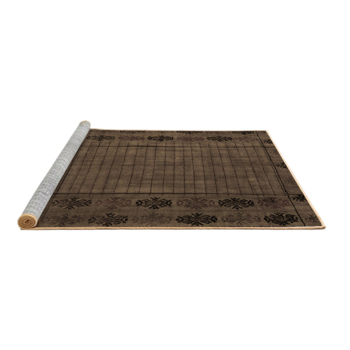 Sideview of Machine Washable Abstract Brown Modern Rug, wshabs4369brn