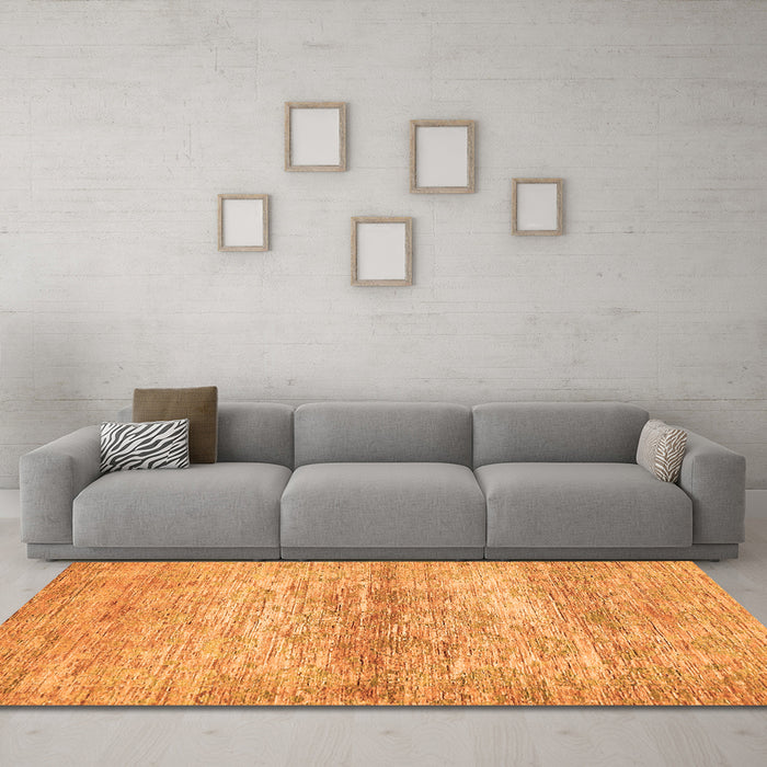 Machine Washable Abstract Orange Modern Area Rugs in a Living Room, wshabs436org