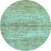 Round Abstract Light Blue Modern Rug, abs436lblu