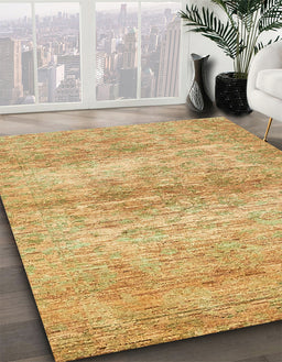 Abstract Chrome Gold Yellow Modern Rug in Family Room, abs436