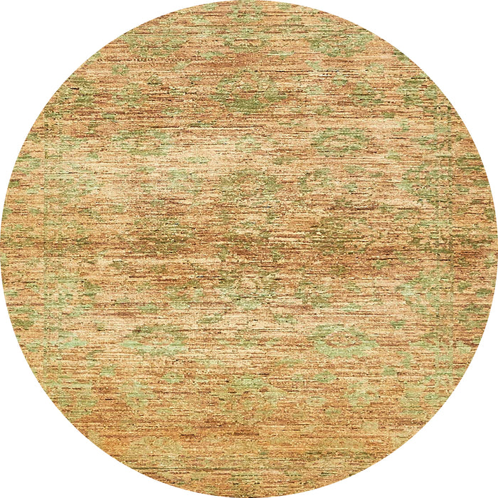 Round Machine Washable Abstract Chrome Gold Yellow Rug, wshabs436