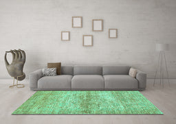 Machine Washable Abstract Turquoise Modern Area Rugs in a Living Room,, wshabs436turq