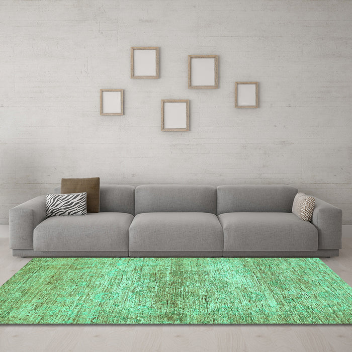 Machine Washable Abstract Turquoise Modern Area Rugs in a Living Room,, wshabs436turq