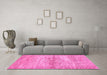 Machine Washable Abstract Pink Modern Rug in a Living Room, wshabs436pnk