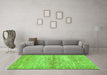 Machine Washable Abstract Green Modern Area Rugs in a Living Room,, wshabs436grn