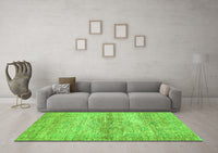 Machine Washable Abstract Green Modern Rug, wshabs436grn