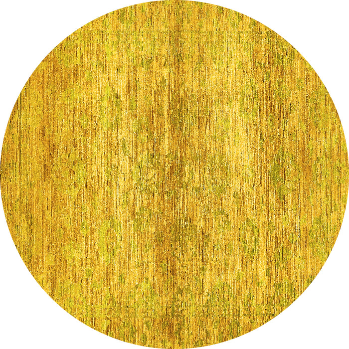 Round Abstract Yellow Modern Rug, abs436yw