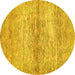 Round Abstract Yellow Modern Rug, abs436yw